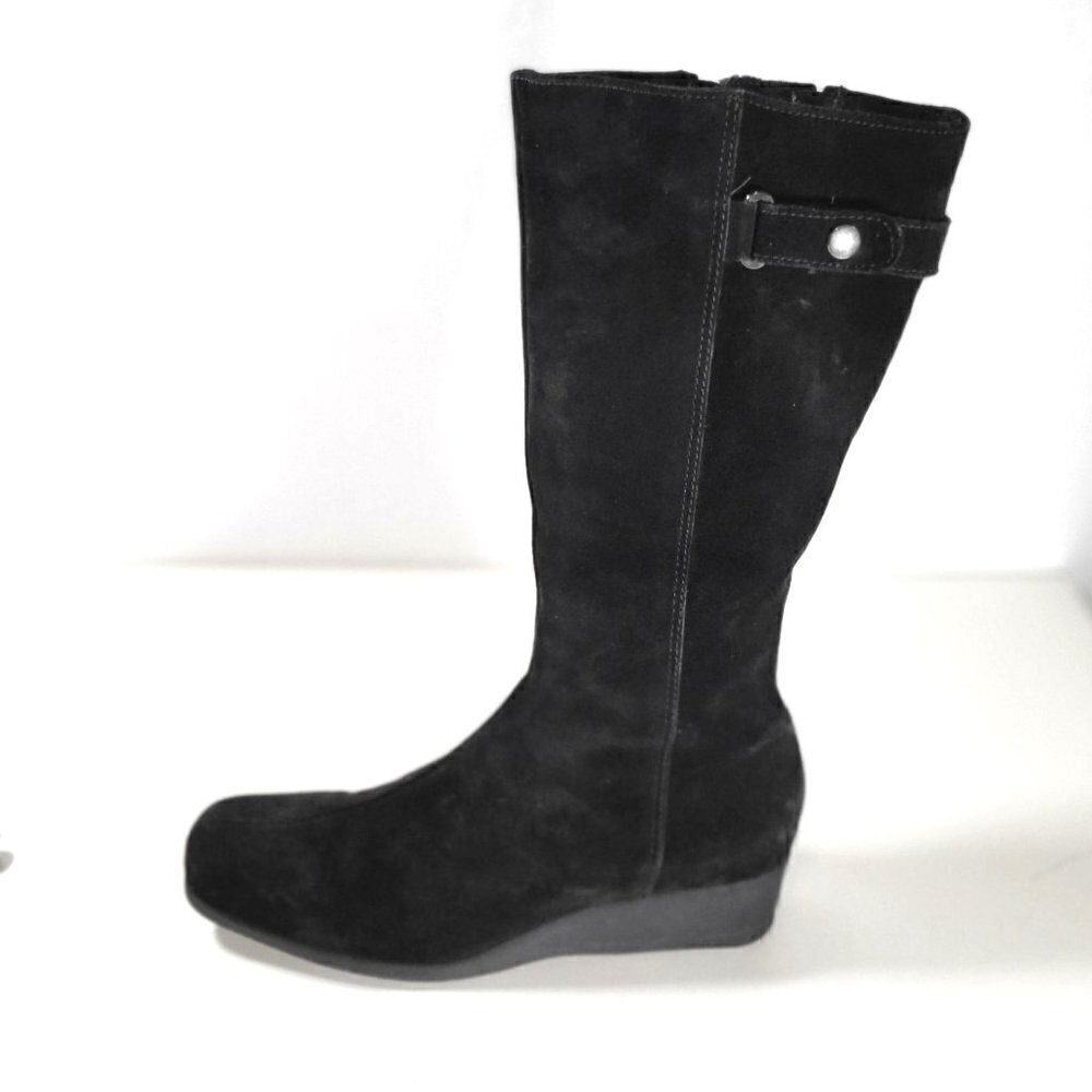 La Canadienne Black Long Knee High Wedge Boots / booties Size Us 8M - Picture 16 of 16